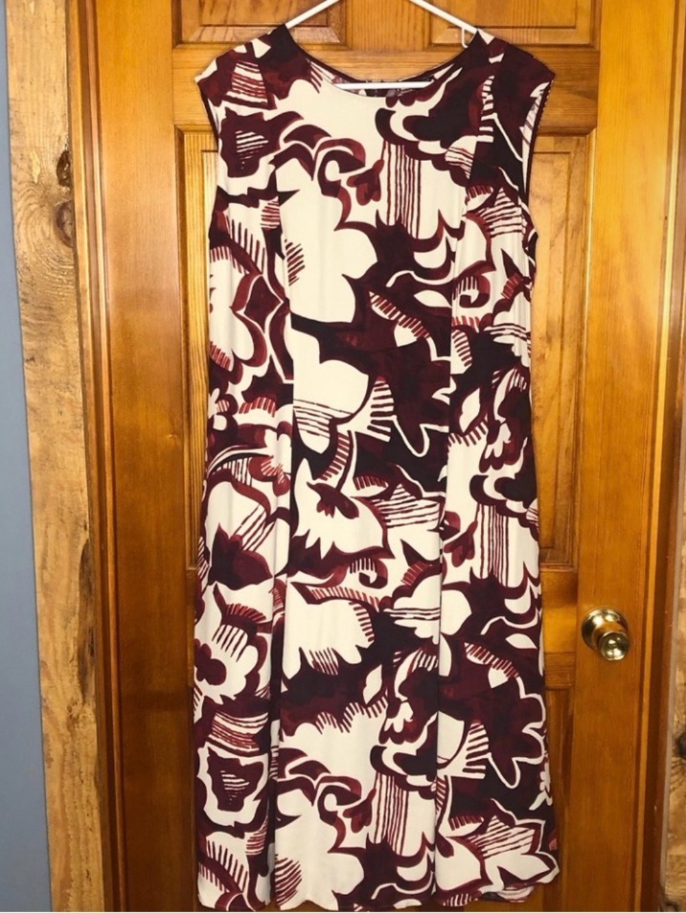 Floral midi dress Ann Taylor Petite size 14P burgundy / white